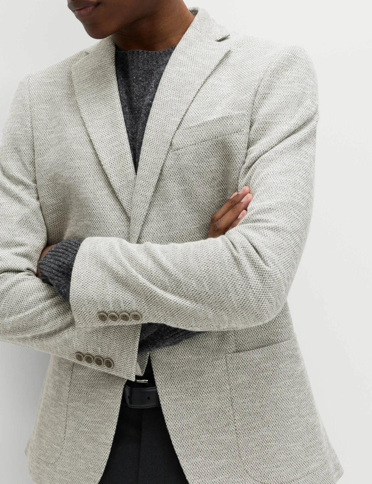 Tailored Fit Textured Stretch Blazer thumbnail 3