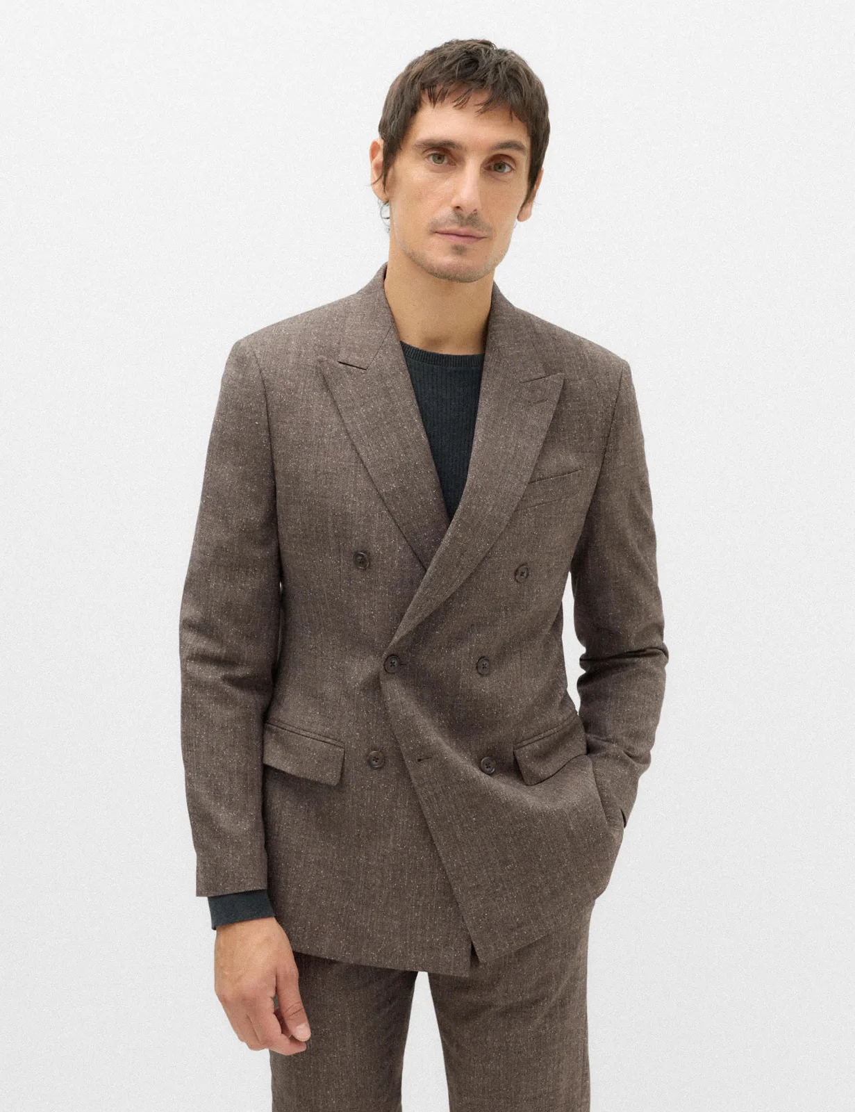 Tailored Fit Textured Stretch Suit Jacket primary image