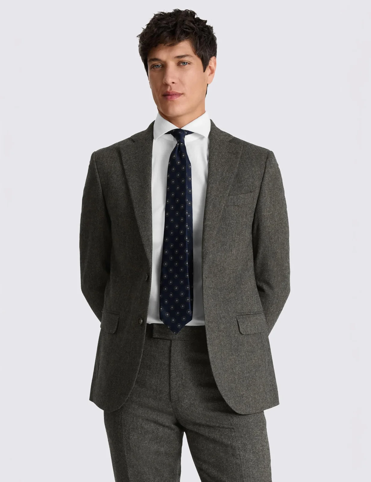Tailored Fit Wool Blend Herringbone Suit Jacket thumbnail 4