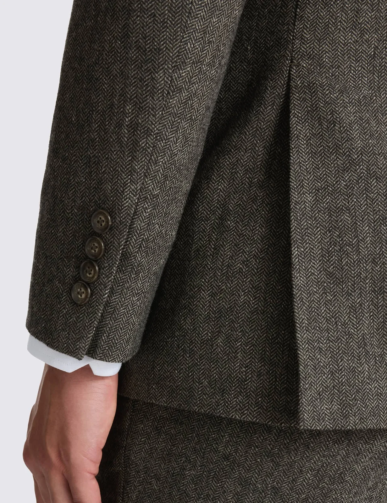 Tailored Fit Wool Blend Herringbone Suit Jacket thumbnail 6