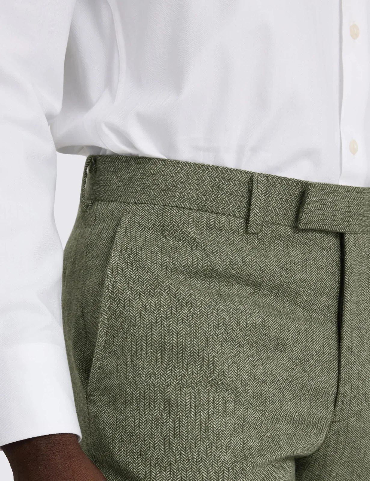 Tailored Fit Wool Blend Herringbone Suit Trousers thumbnail 2