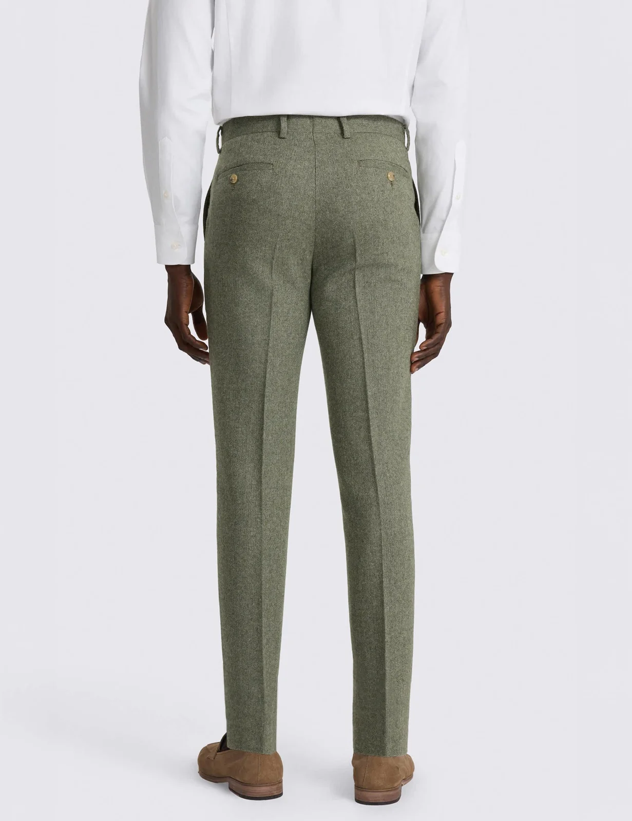 Tailored Fit Wool Blend Herringbone Suit Trousers thumbnail 3