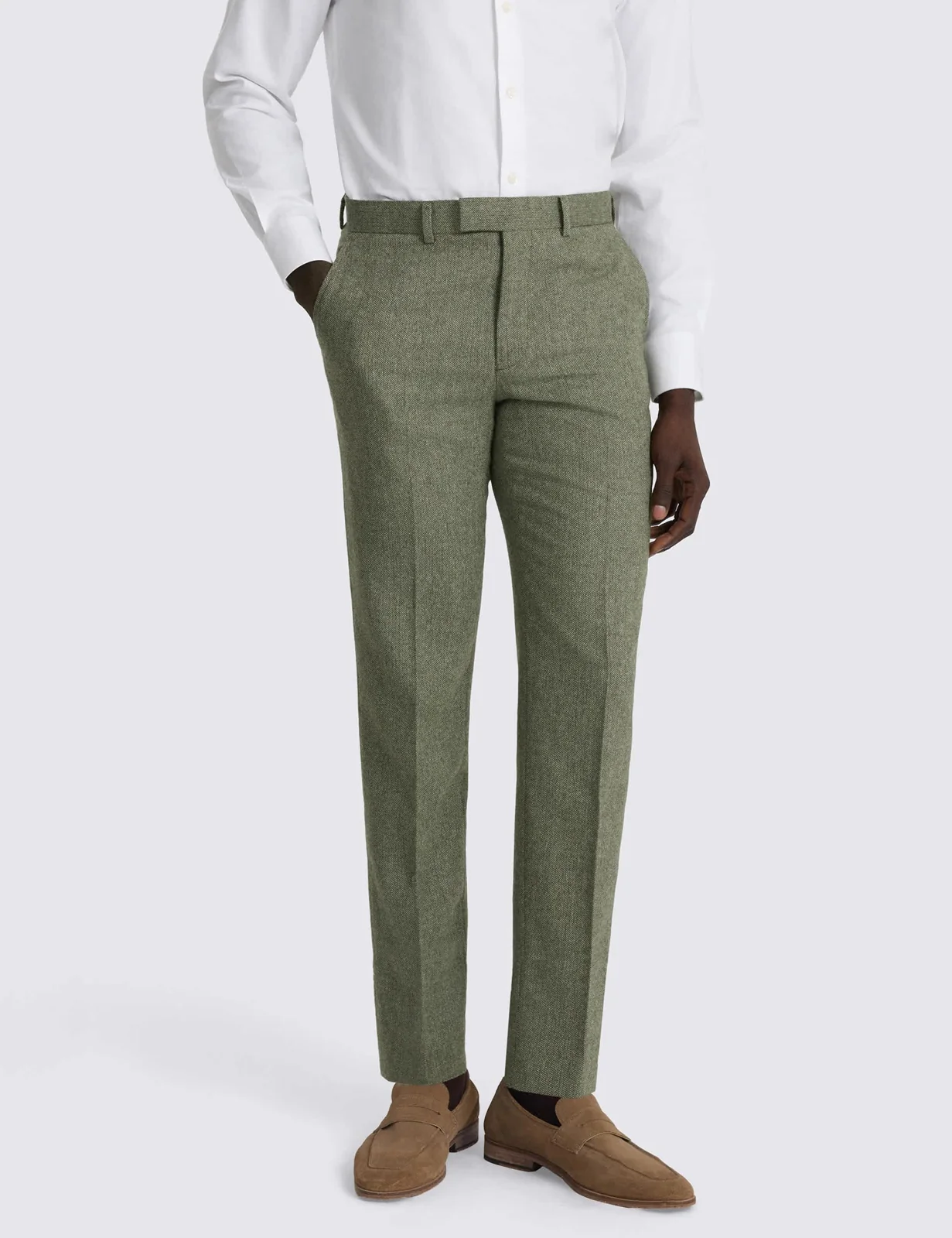 Tailored Fit Wool Blend Herringbone Suit Trousers primary image