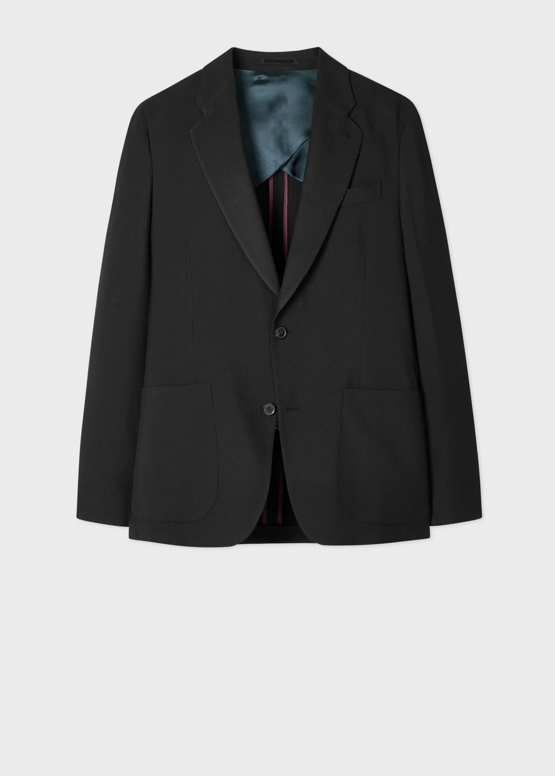Black Two-Ply Merino Wool Patch-Pocket Blazer