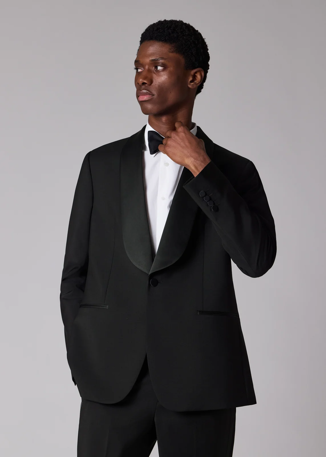 Black Wool-Mohair Evening Blazer