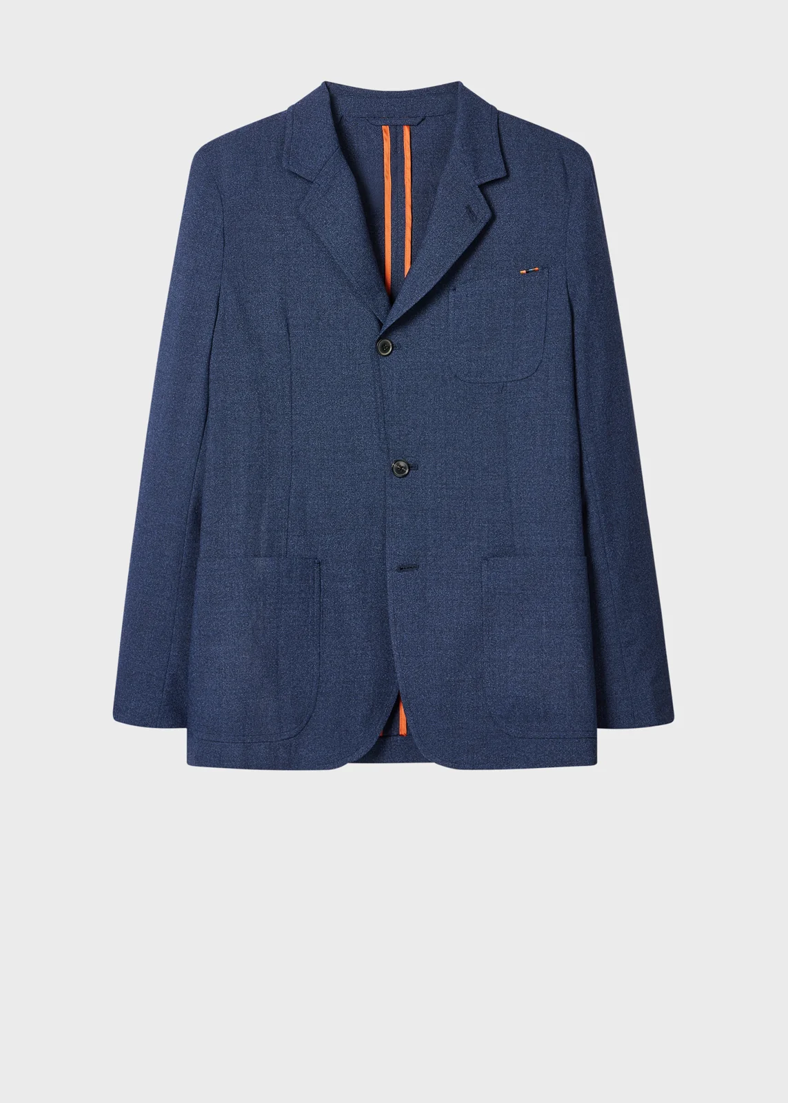 Blue Two-Ply Merino Wool Patch-Pocket Blazer