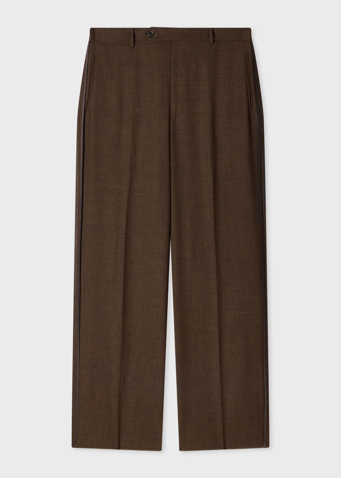 Brown Cordonetto Wool Inside-Out Trousers
