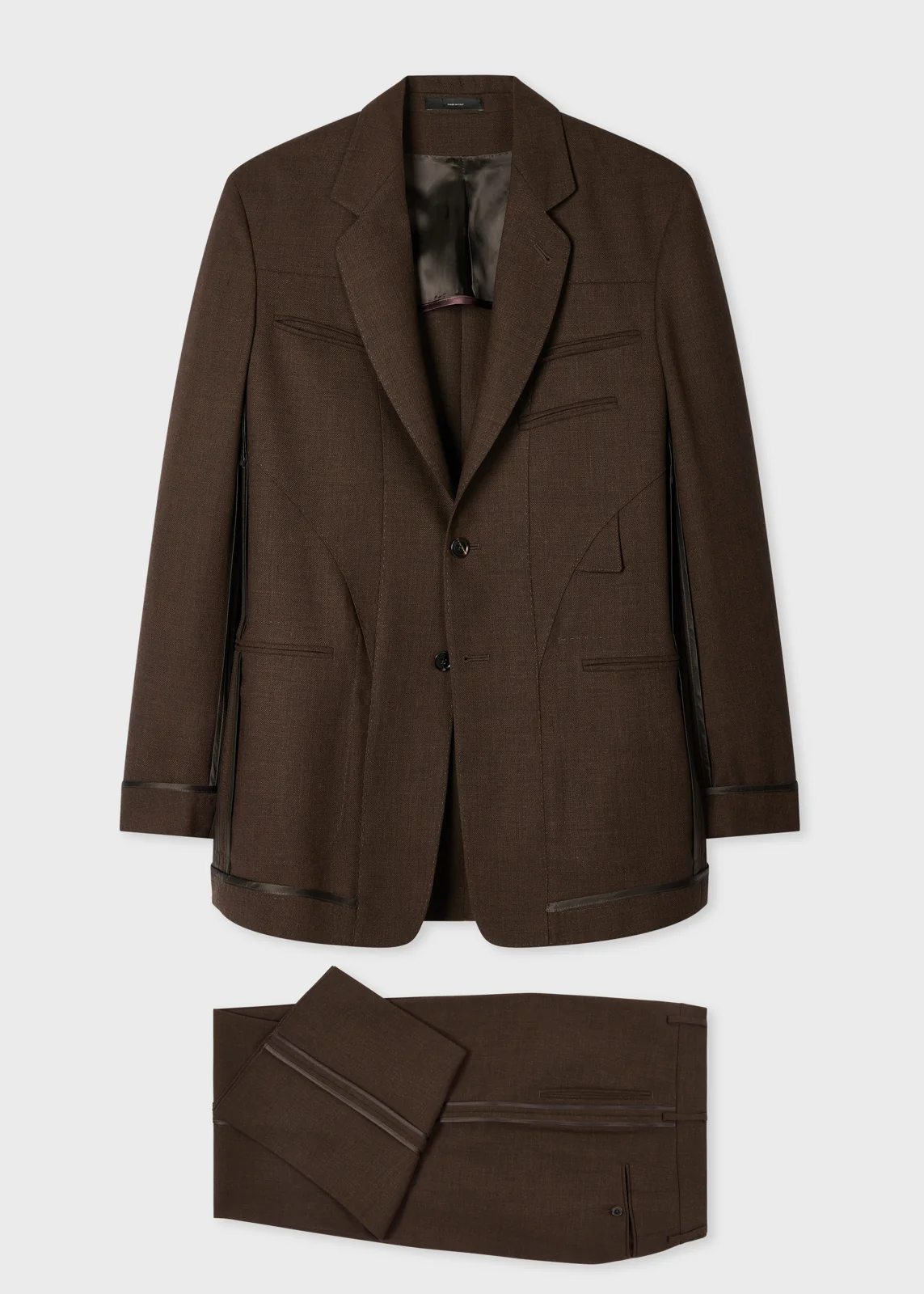 Brown Cordonetto Wool Inside-Out Two-Piece Suit