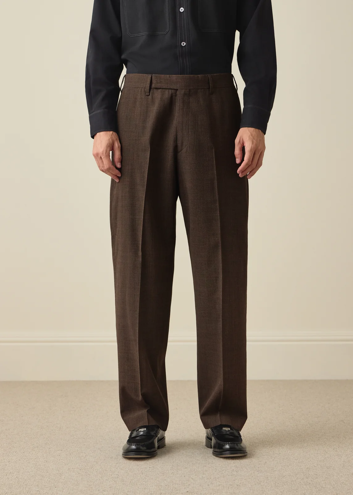 Brown Crepe Viscose-Wool Two-Piece Suit thumbnail 5