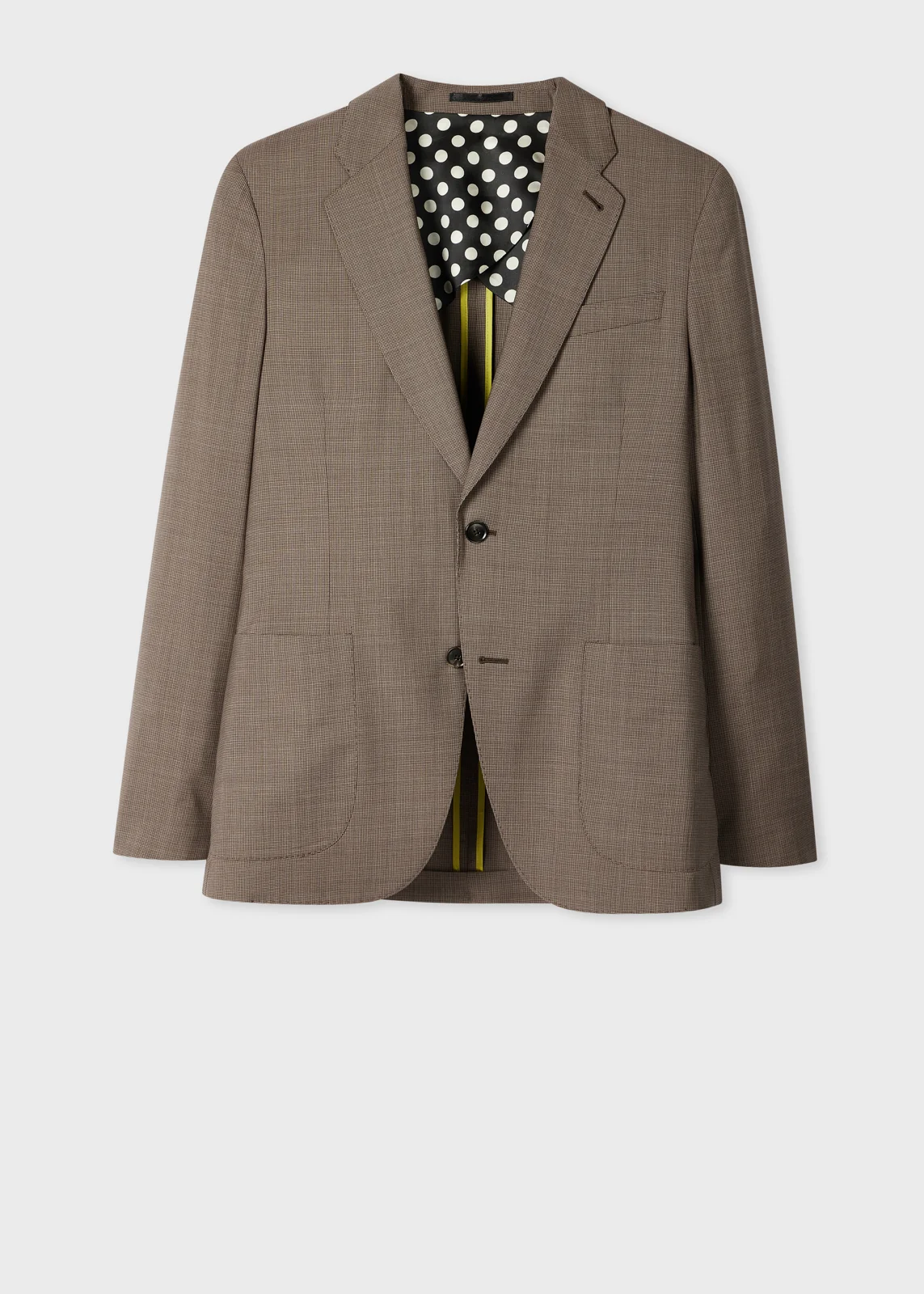 Brown Houndstooth Wool Patch-Pocket Blazer