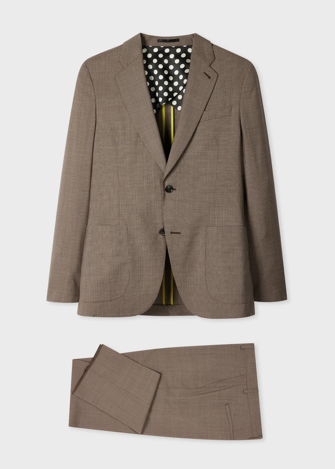 Brown Houndstooth Wool Two-Piece Suit