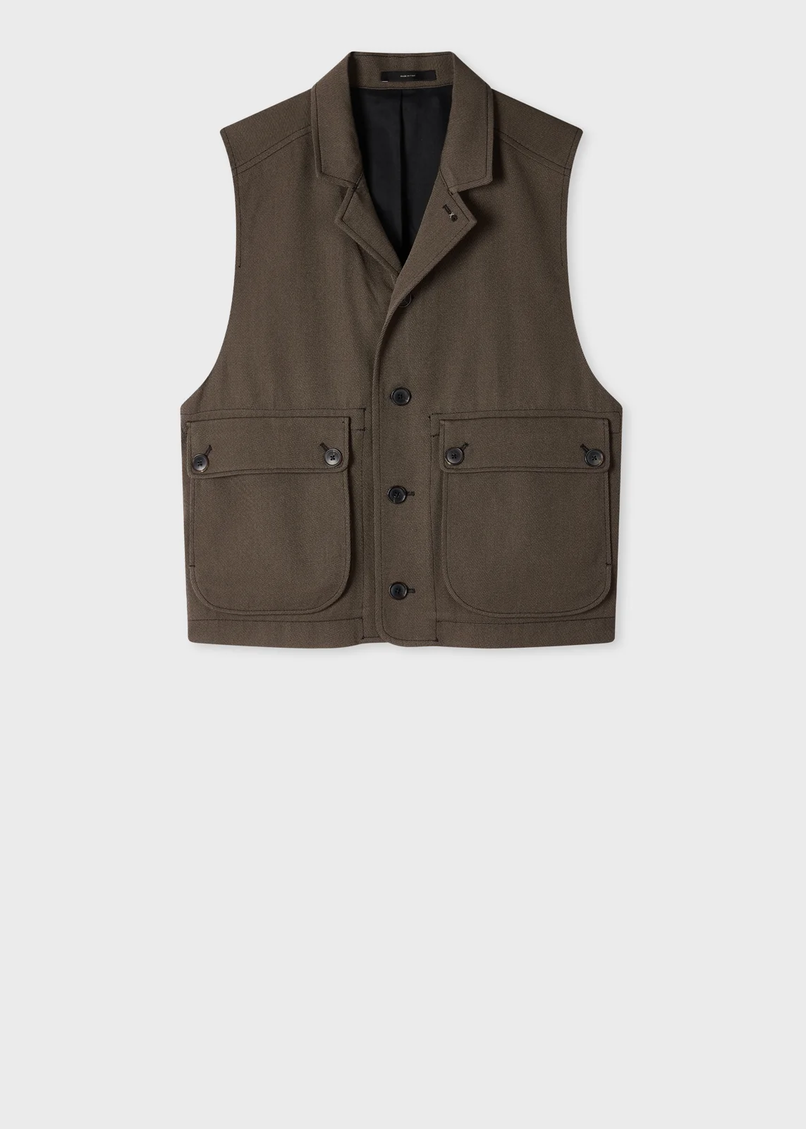 Brown Wool-Twill Vest Jacket