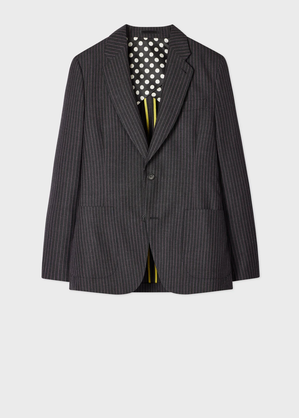 Charcoal Pinstripe Wool Patch-Pocket Blazer