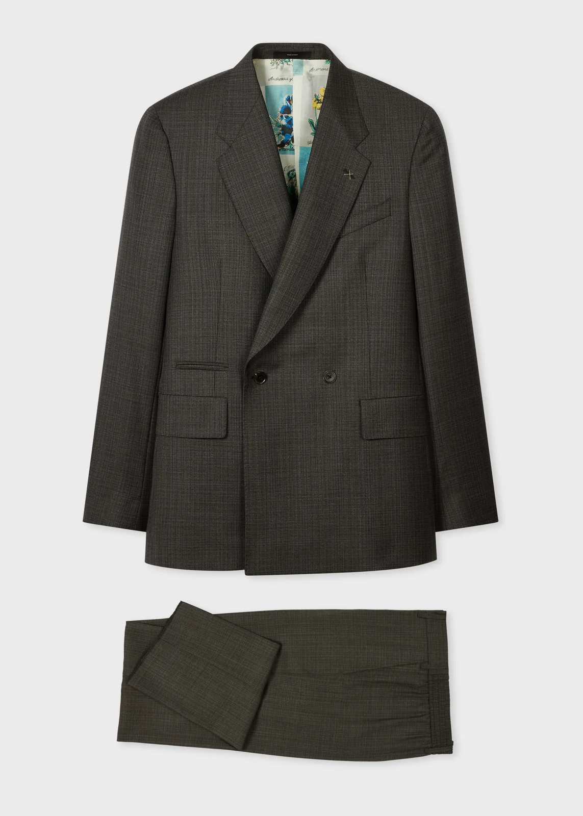 Charcoal Sharkskin Check Double-Breasted Two-Piece Suit