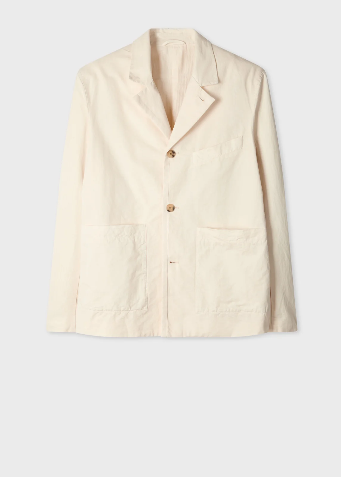 Cream Cotton-Linen Three-Button Jacket