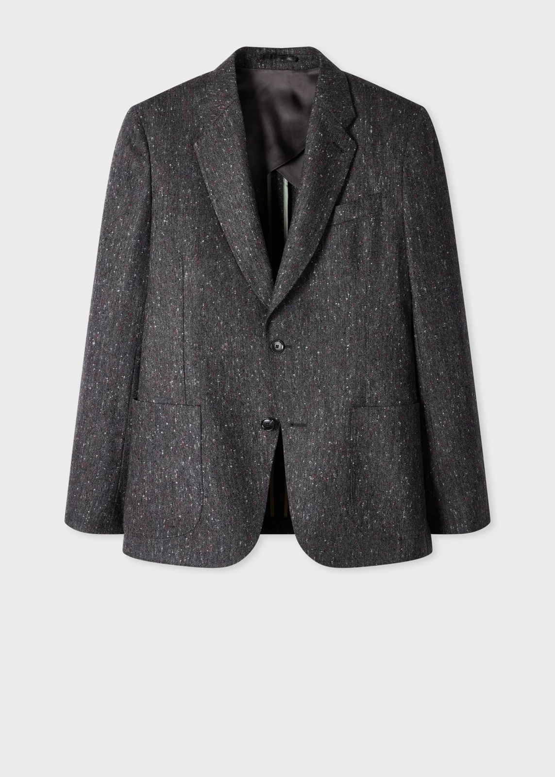 Dark Grey Donegal Wool Patch-Pocket Blazer
