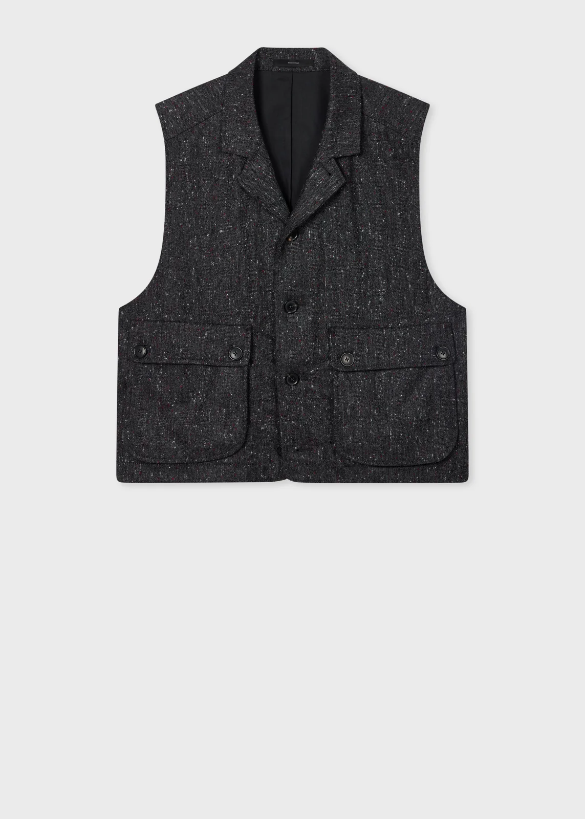 Dark Grey Donegal Wool Vest Jacket