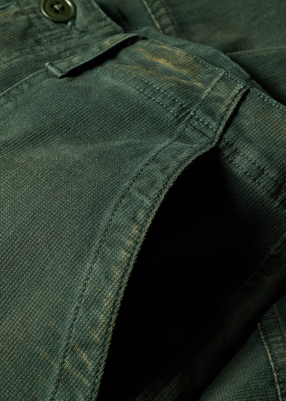 Green Two-Tone Textured Cotton-Blend Trousers thumbnail 4