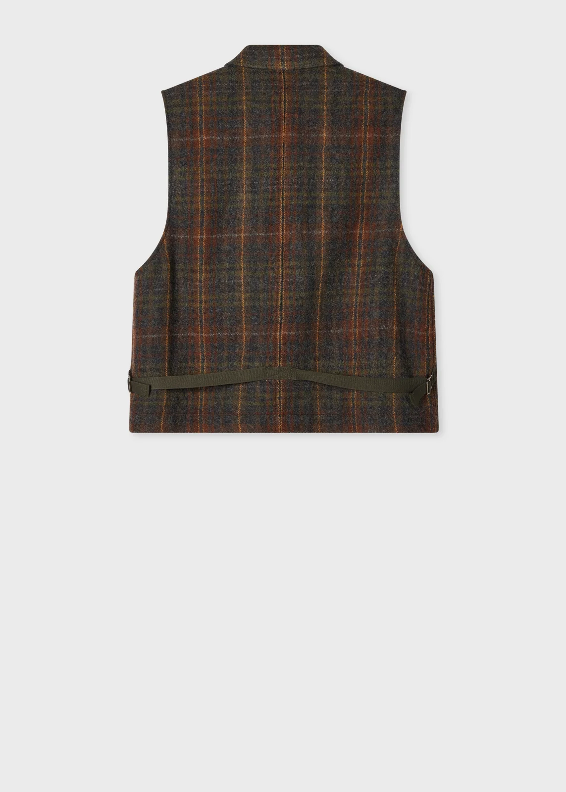 Grey and Brown Check Wool Vest Jacket thumbnail 3