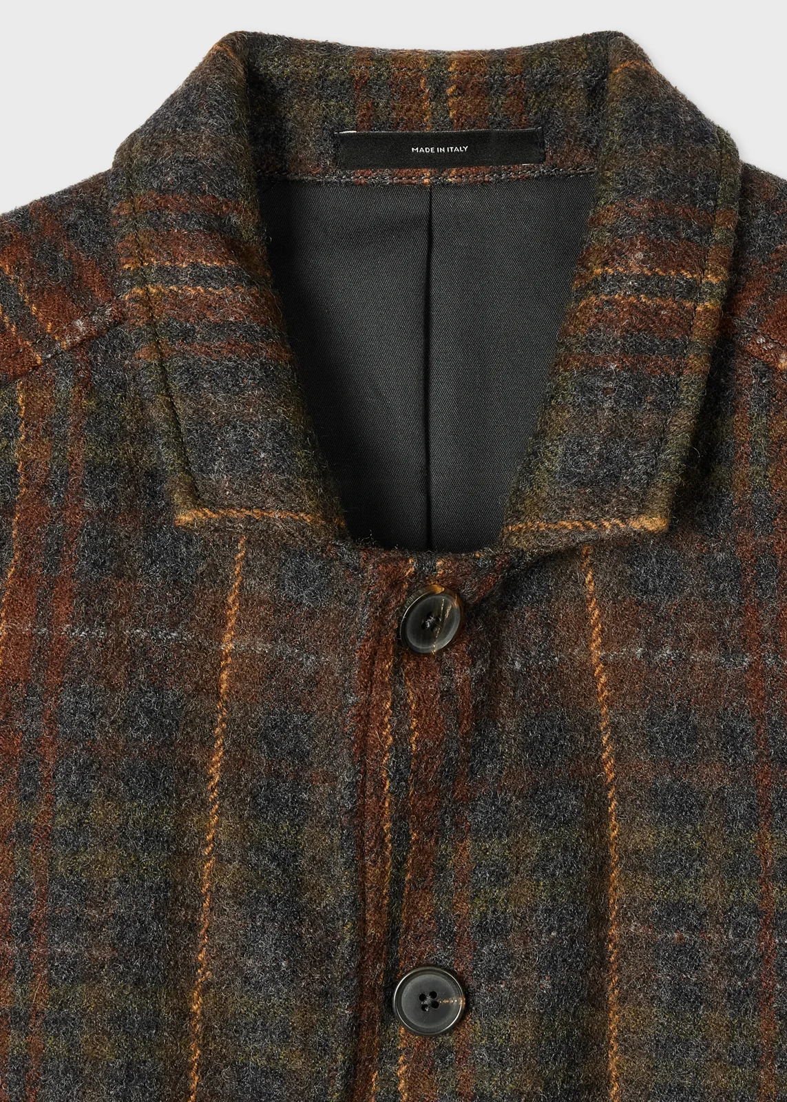 Grey and Brown Check Wool Vest Jacket thumbnail 10