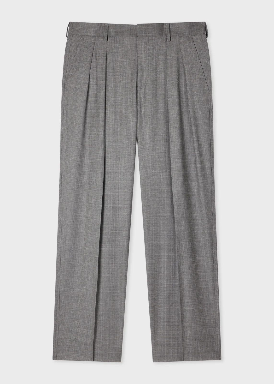 Grey Superfine Merino Wool Pleated Trousers