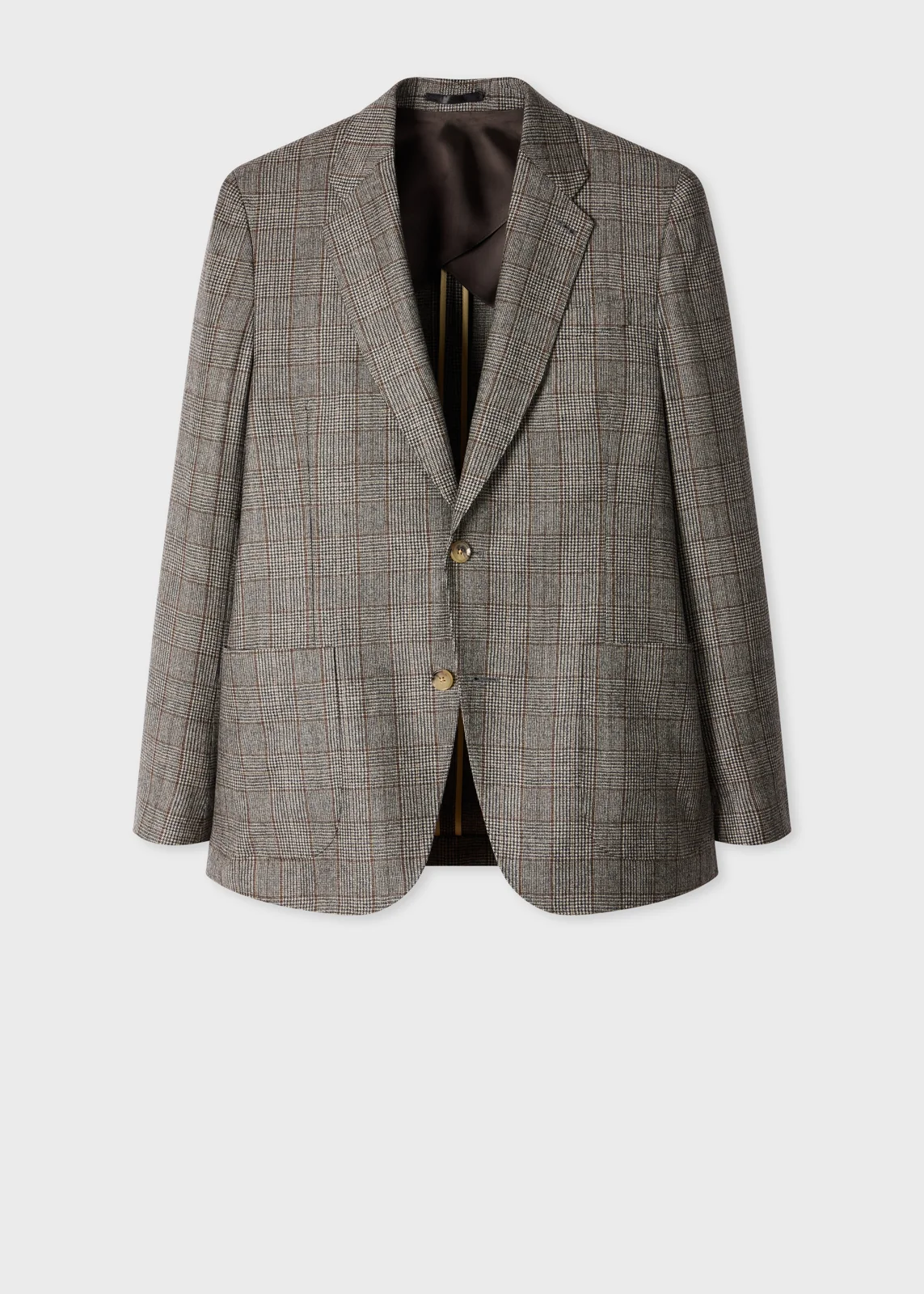 Grey Wool Houndstooth Check Buggy-Lined Blazer