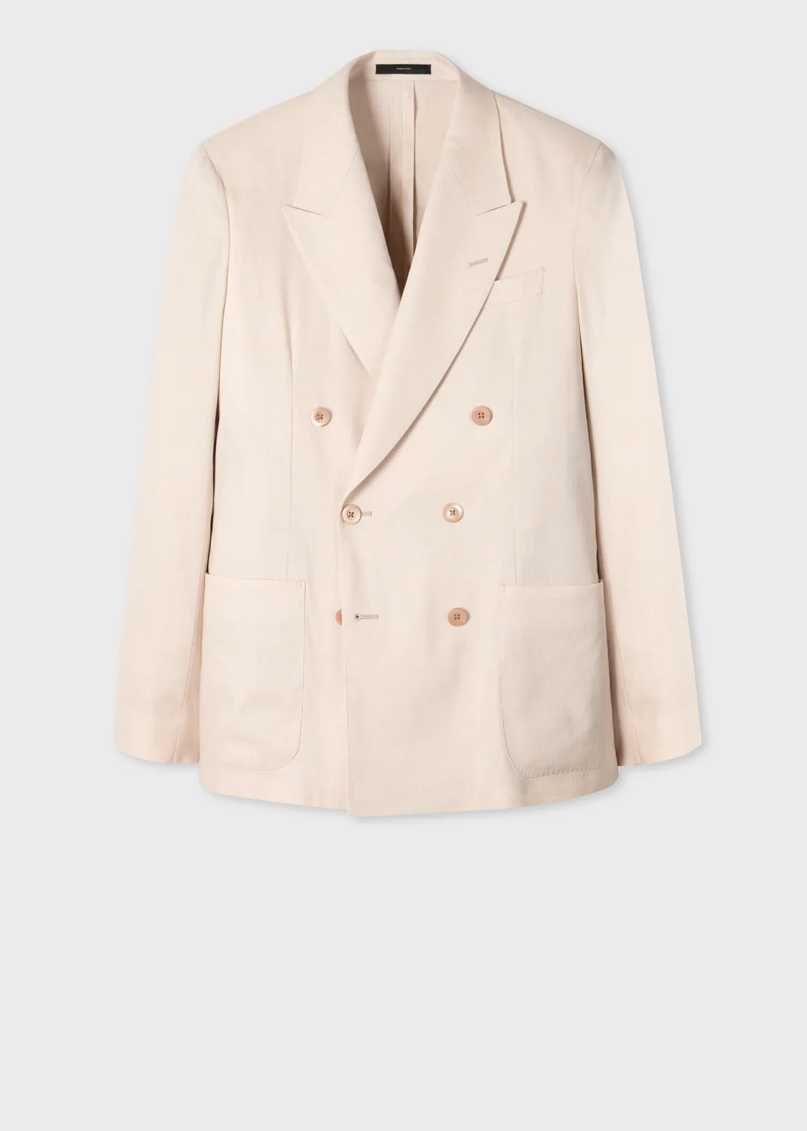 Ivory Linen and Tropical Wool-Blend Double-Breasted Blazer
