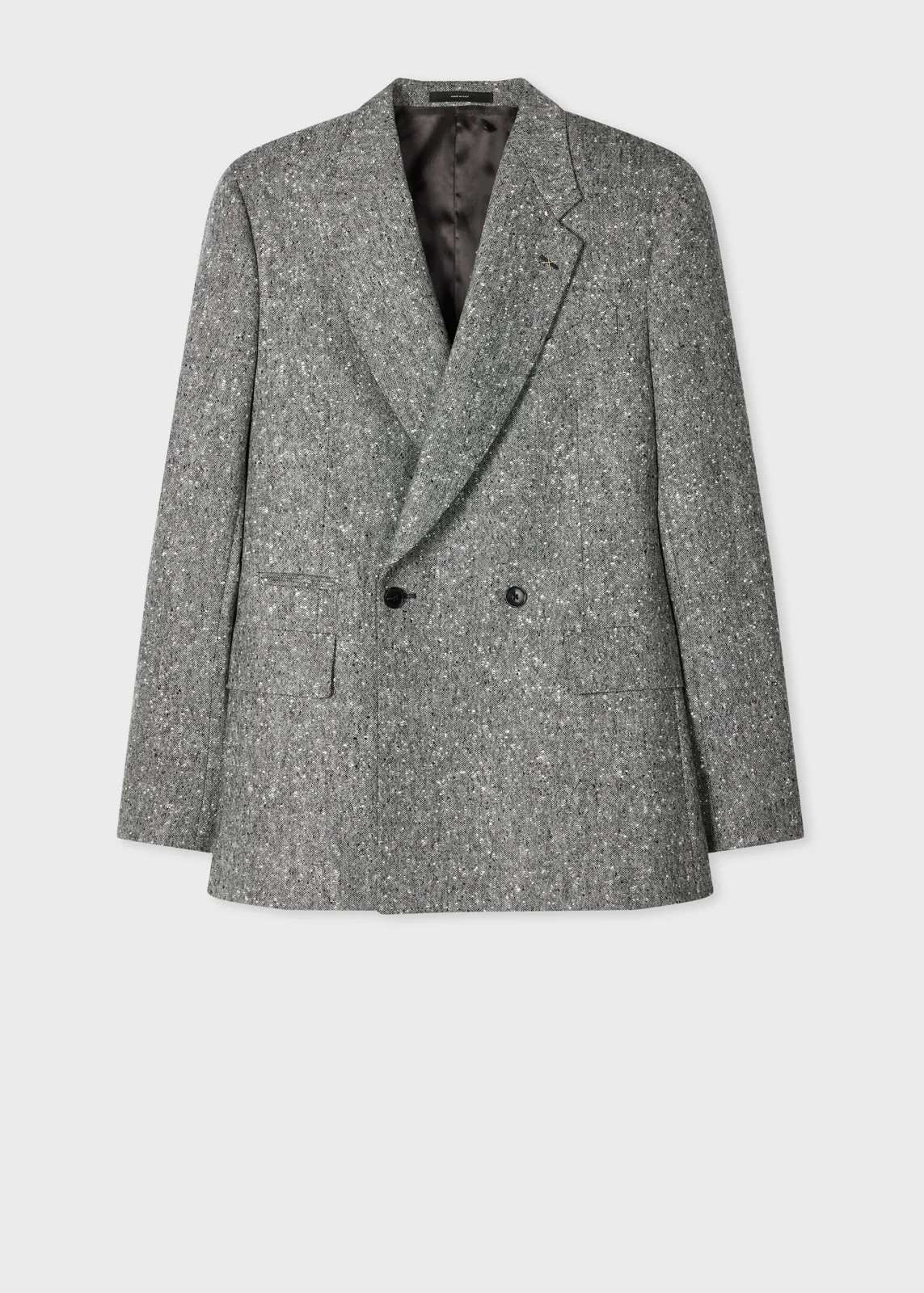Light Grey Donegal Wool Double-Breasted Blazer