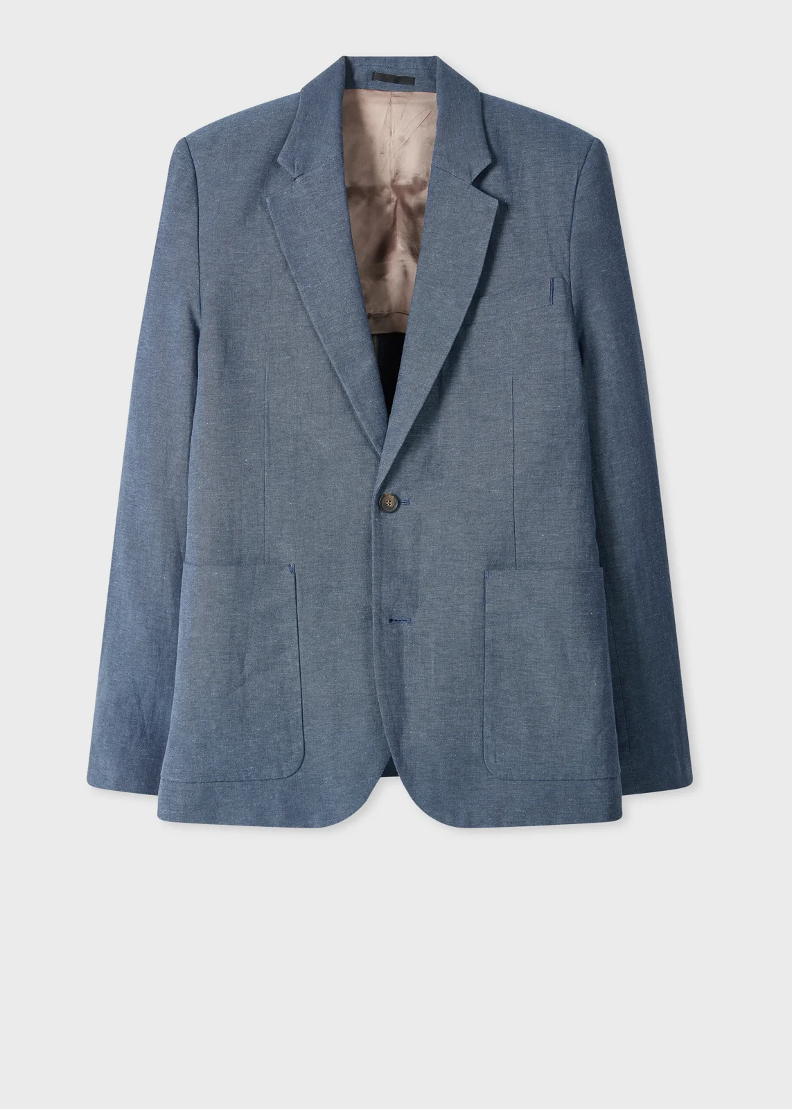 Mid Blue Linen-Cotton Buggy-Lined Blazer