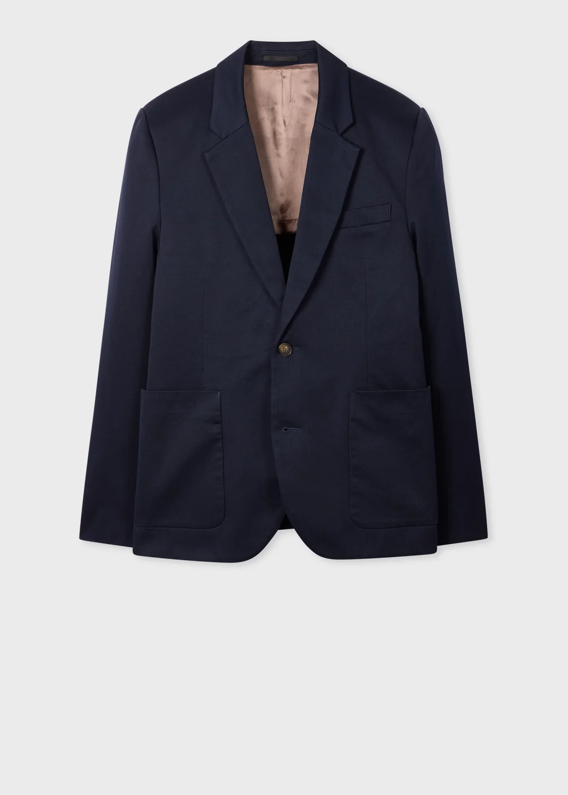 Navy Cotton-Twill Piece-Dyed Blazer