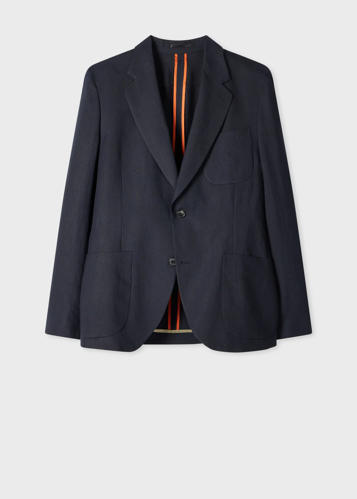 Navy Linen Two-Button Blazer