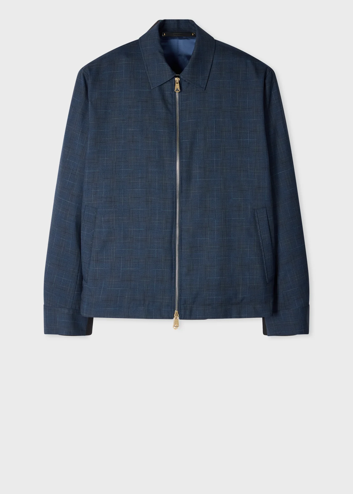 Navy Space-Dye Check Wool Jacket