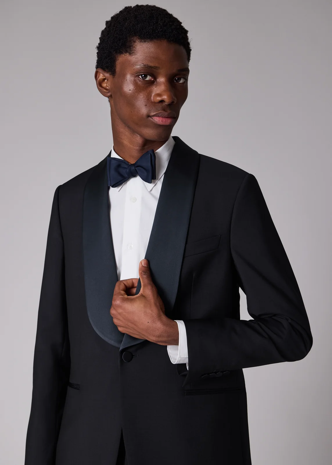 Navy Wool-Mohair Evening Blazer