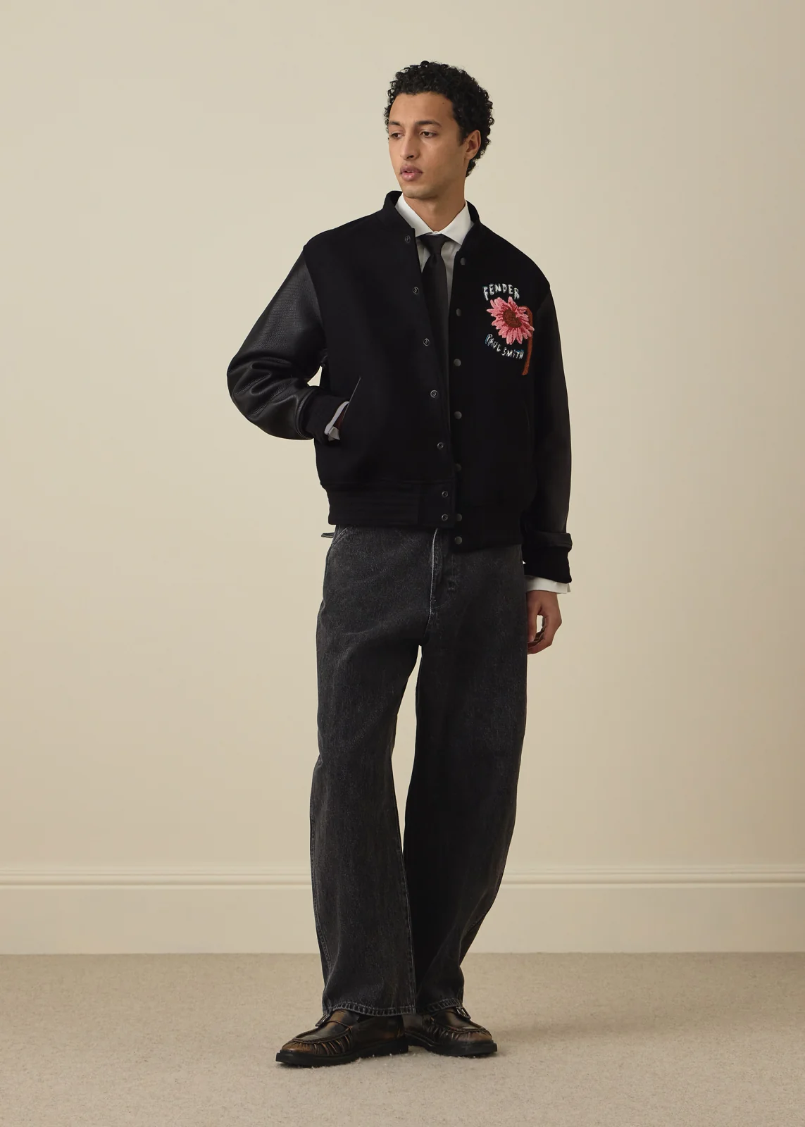 Paul Smith + Fender - Black Sunflower Varsity Jacket thumbnail 4