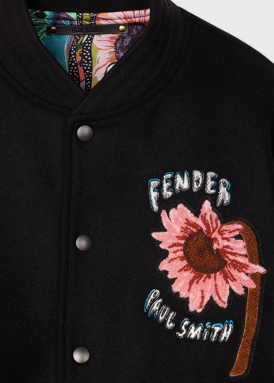 Paul Smith + Fender - Black Sunflower Varsity Jacket thumbnail 6