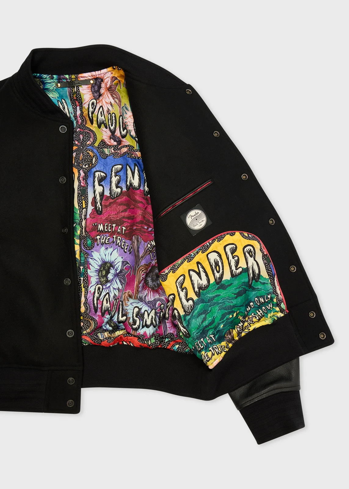 Paul Smith + Fender - Black Sunflower Varsity Jacket thumbnail 7