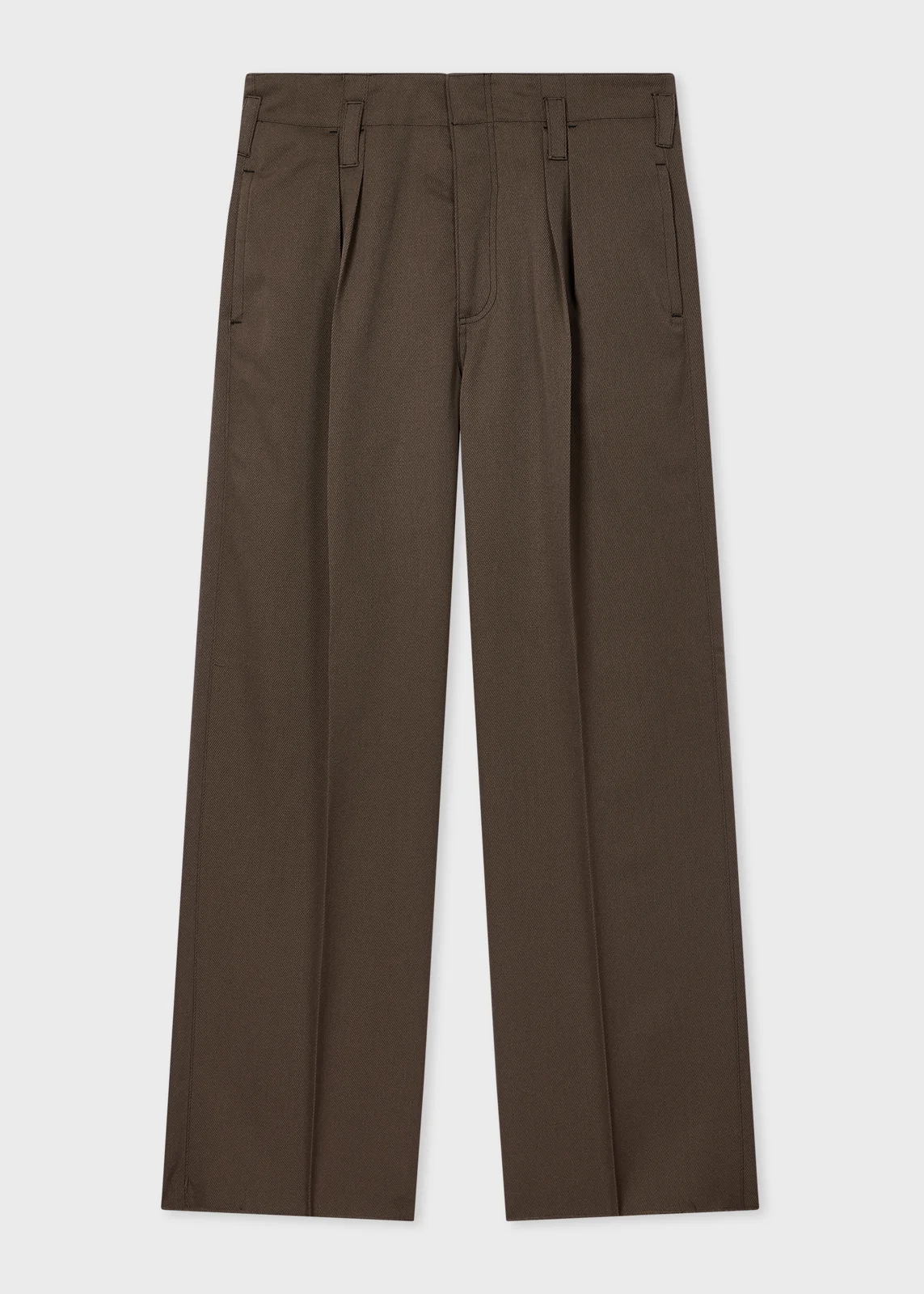 Relaxed-Fit Brown Wool-Twill Trousers
