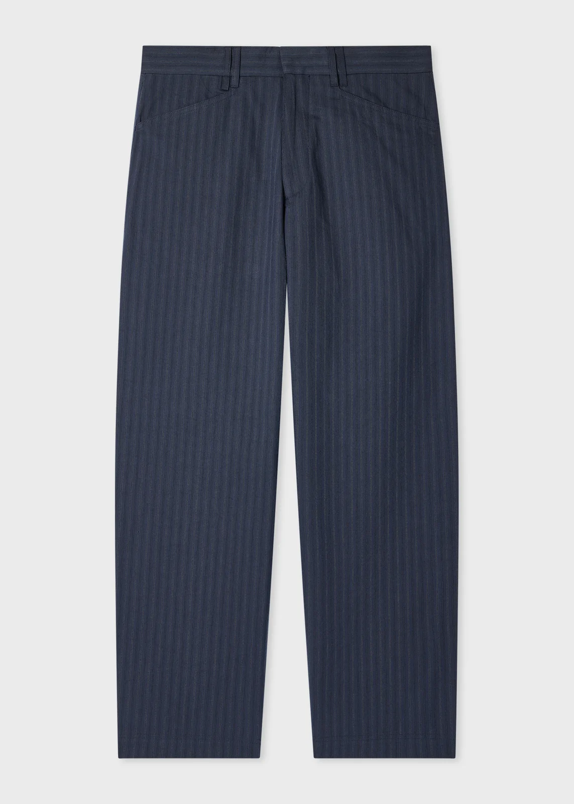 Relaxed-Fit Navy Washed-Twill Stripe Trousers