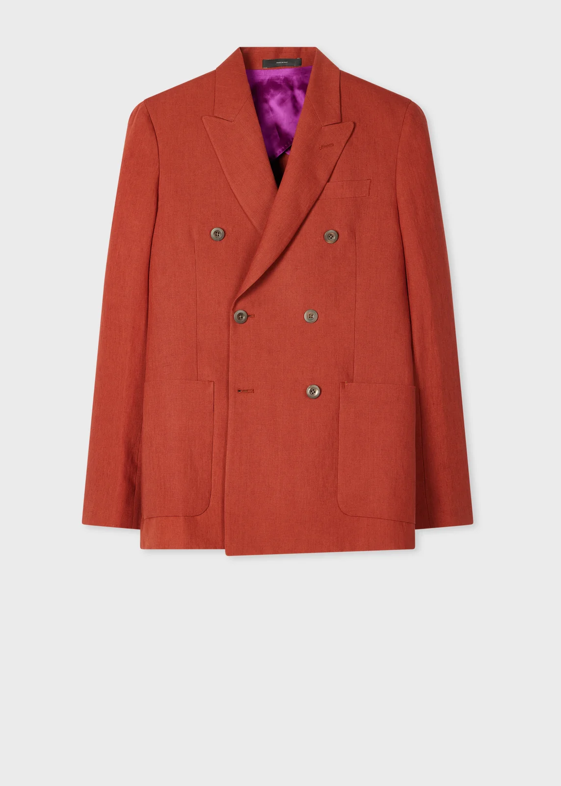 Rust Red Double-Breasted Linen Blazer