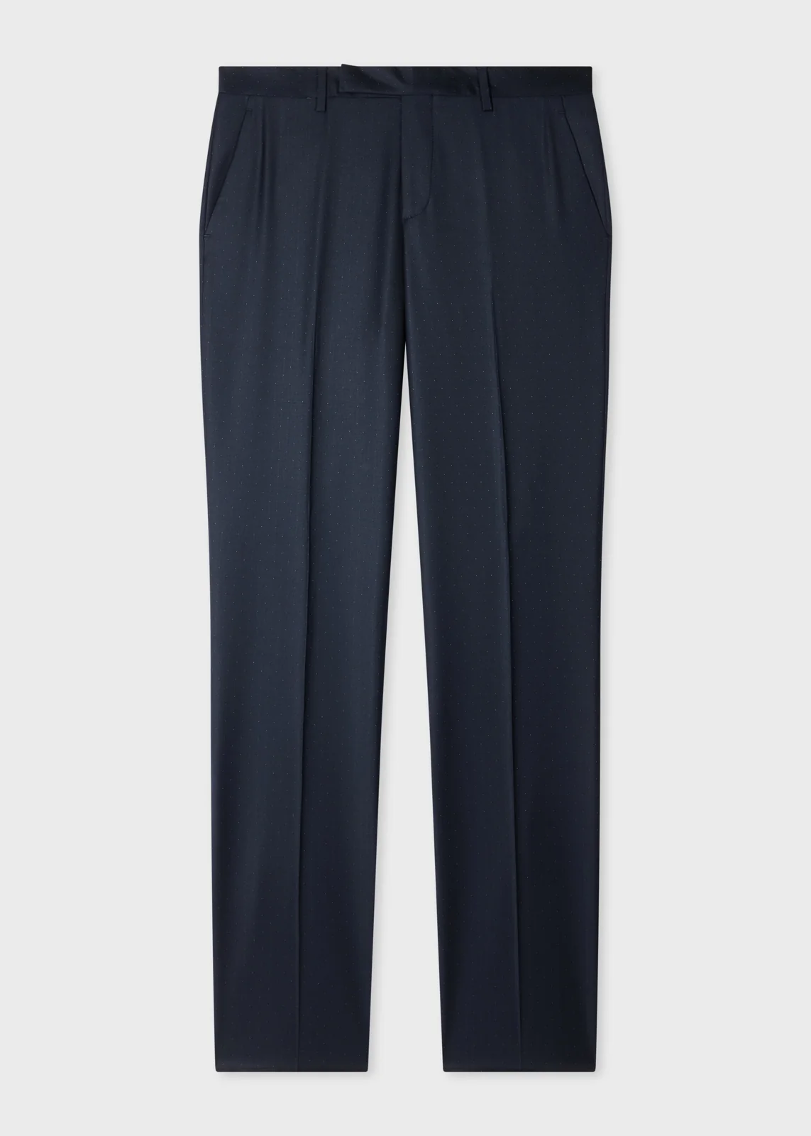 Slim-Fit Navy Pin Dot Wool Trousers