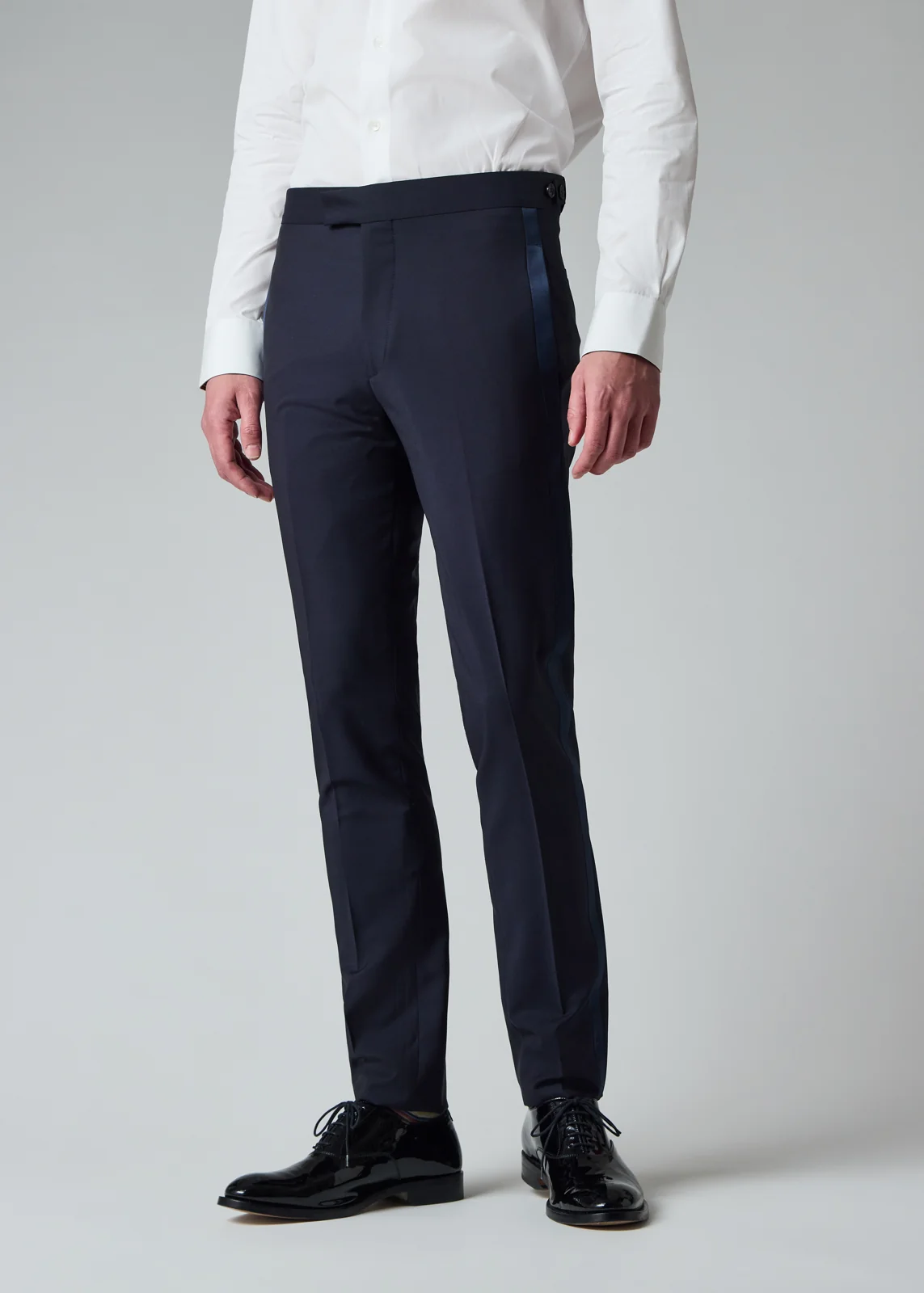 Slim-Fit Navy Wool-Mohair Evening Trousers