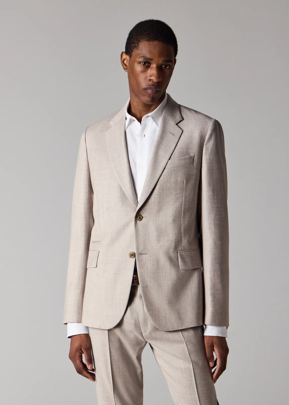 Tailored-Fit Beige Overdyed Wool-Cashmere Flannel Blazer