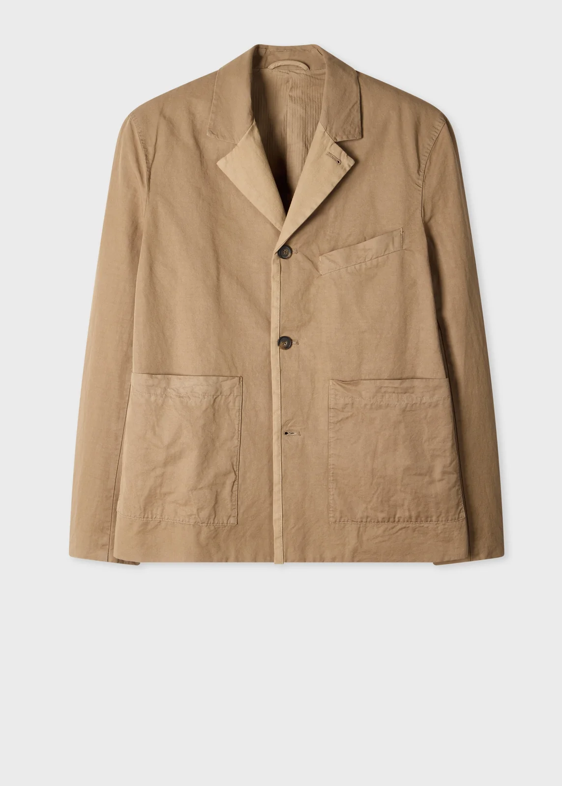 Taupe Cotton-Linen Three-Button Jacket