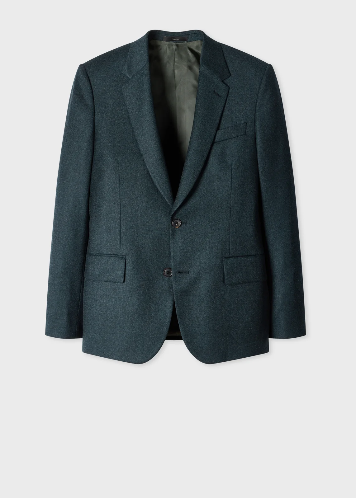 The Soho - Tailored-Fit Teal Green Wool-Cashmere Flannel Blazer