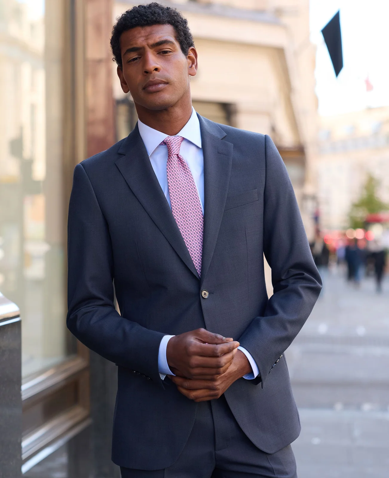 Bright Navy Wool Blend Tailored Suit