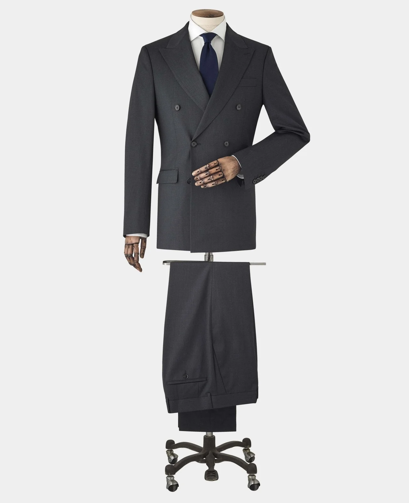Charcoal Grey Wool Blend Tailored Double Breasted Suit thumbnail 2