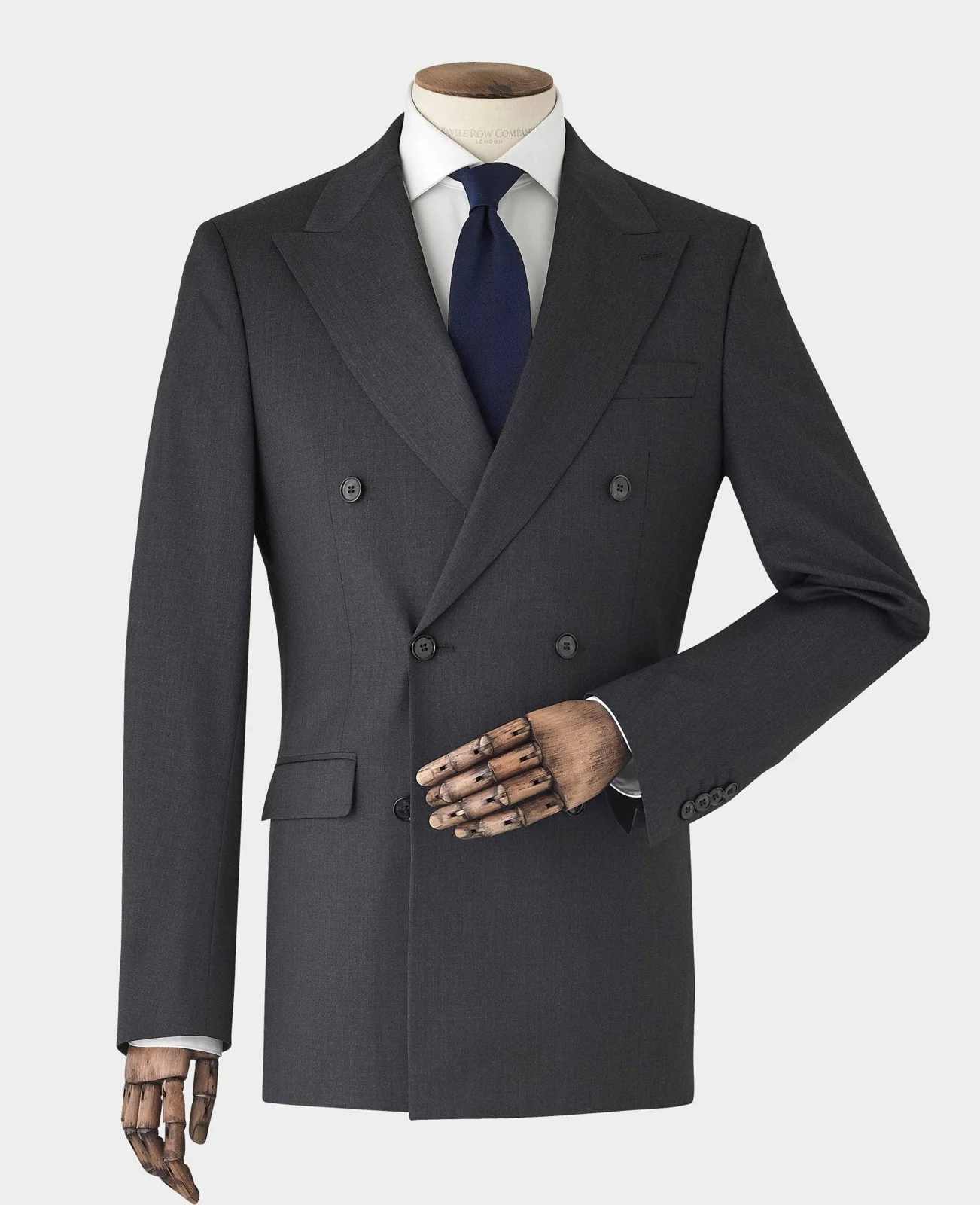 Charcoal Grey Wool Blend Tailored Double Breasted Suit thumbnail 5