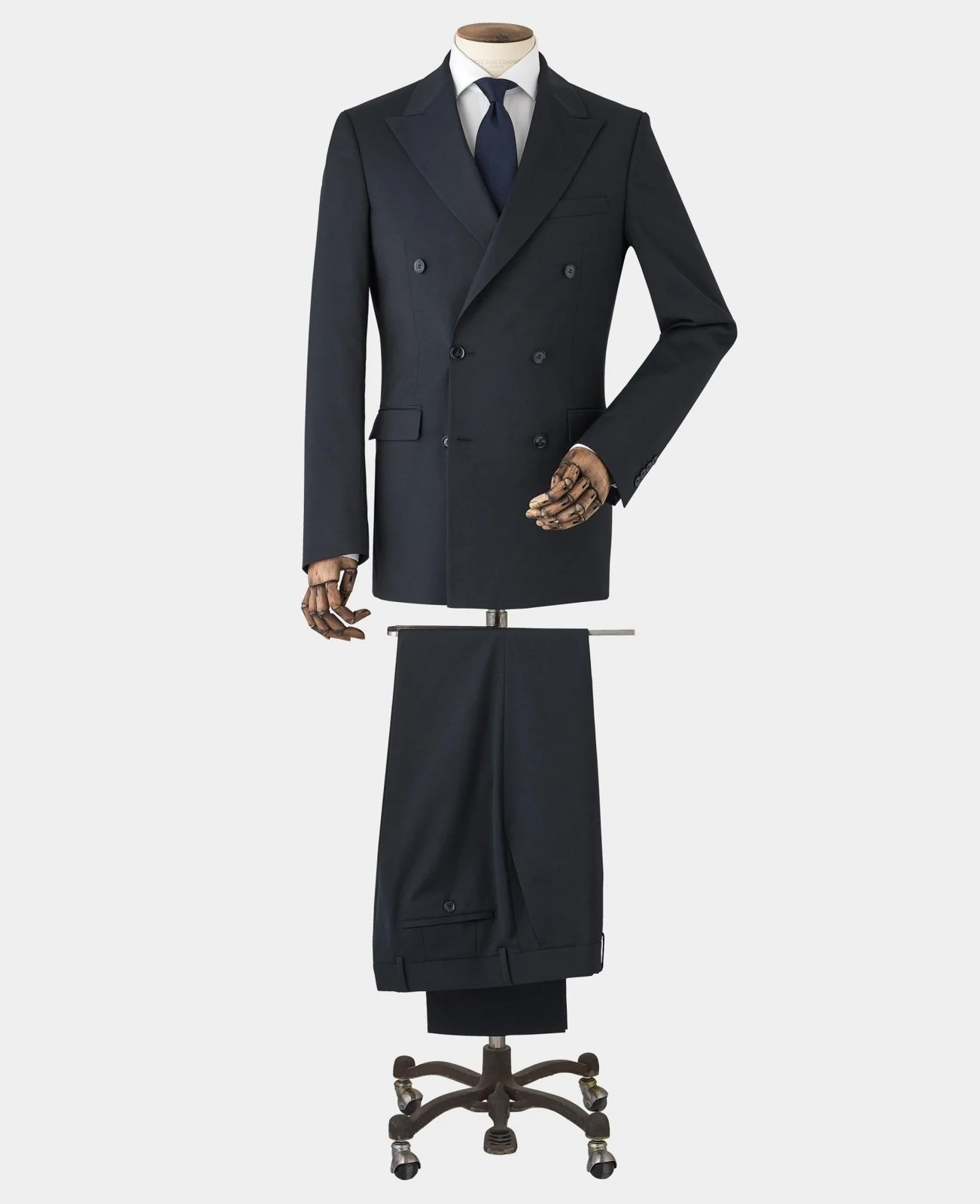 Dark Navy Wool Blend Tailored Double Breasted Suit thumbnail 2