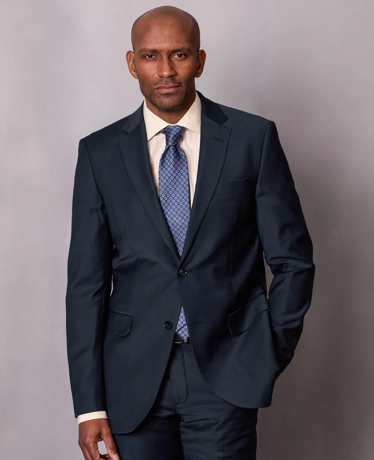 Dark Navy Wool Blend Tailored Suit thumbnail 2