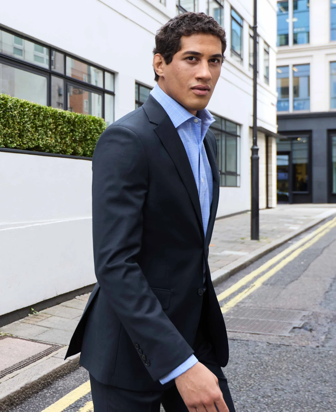Dark Navy Wool Blend Tailored Suit thumbnail 3